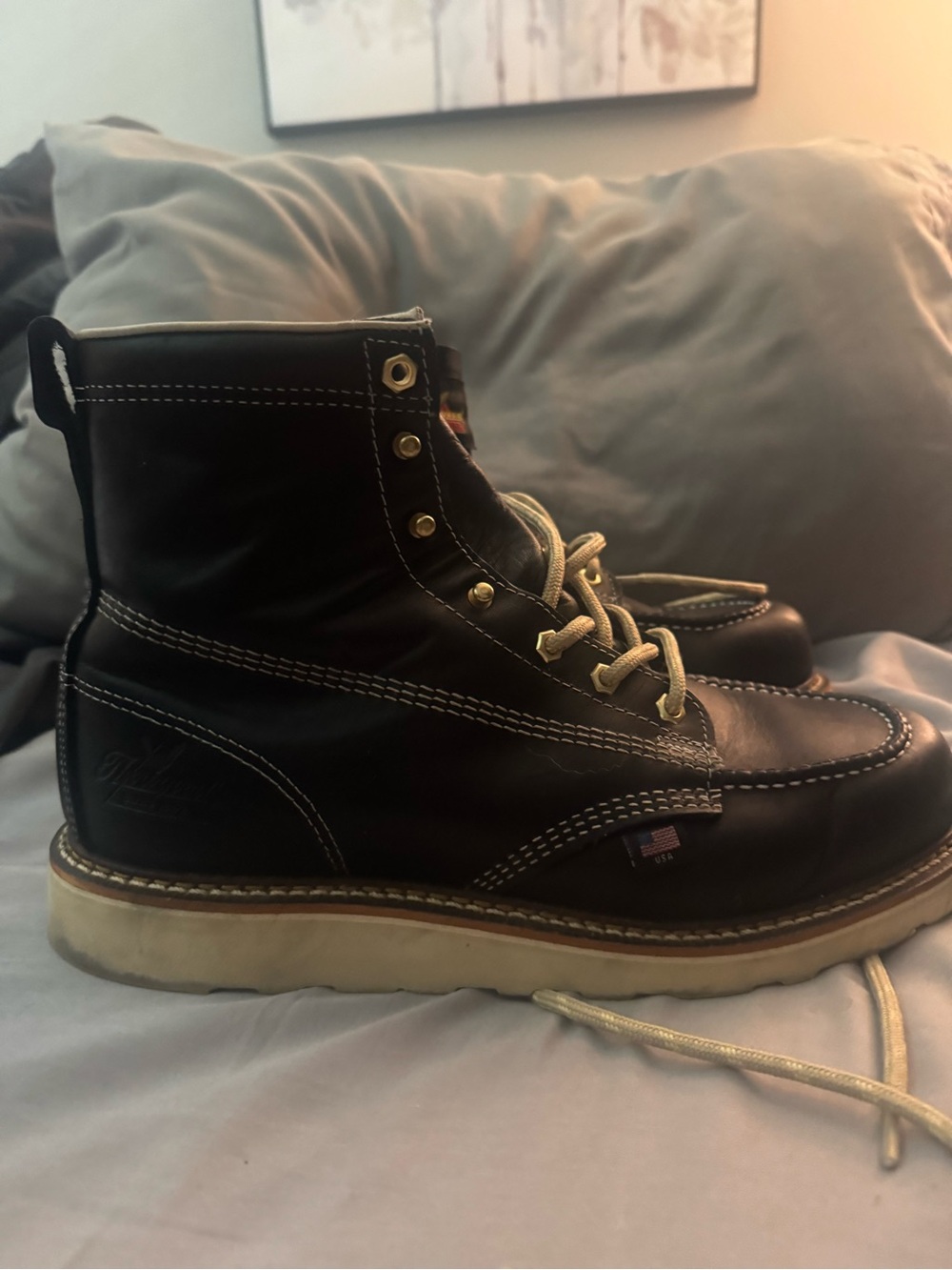 Men's Lace-Up Work Boot in Dark Brown Leather